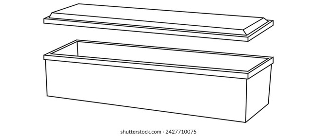 A coffen in outline and vector format.