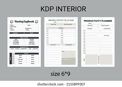 coffey testing and productivity log book kdp interior template. coffey testing Planner Design. Minimalist planner pages templates.
