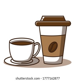 Coffie Cup Cartoon Flat Design Illustration. Vector isolated flat illustration food for poster, menus, brochure, web and icon.