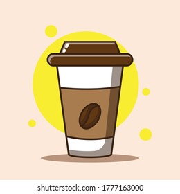 Coffie Cup Flat Cartoon Illustration. Vector isolated flat illustration food for poster, menus, brochure, web and icon.