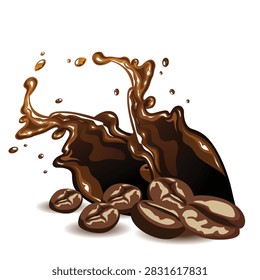 coffie splash and bean ilusstration
