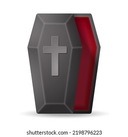 Coffin. 3D illustration of halloween coffin. isolated in white background