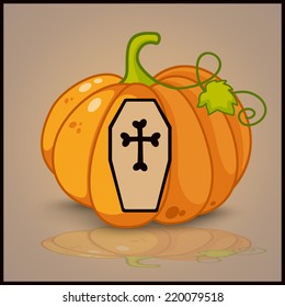 coffin , banner and background for pumpkins for Halloween
