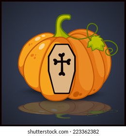 coffin , banner and background for pumpkins for Halloween
