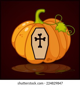 coffin , banner and background for pumpkins for Halloween