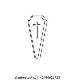 Coffin box with stroke line. Coffin icon vector. Coffin logo, symbol design. Vector illustration.