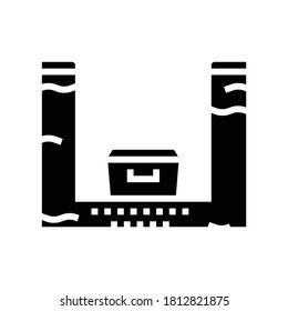 coffin in burial pit glyph icon vector. coffin in burial pit sign. isolated contour symbol black illustration