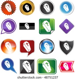 Coffin button isolated on a background.