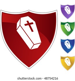 Coffin button isolated on a background.
