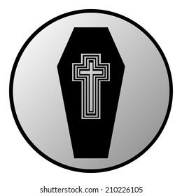 Coffin button on white background. Vector illustration.