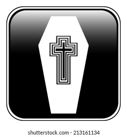Coffin button on white background. Vector illustration.