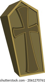 Coffin, candles and poisons, Halloween material icons. Vector image