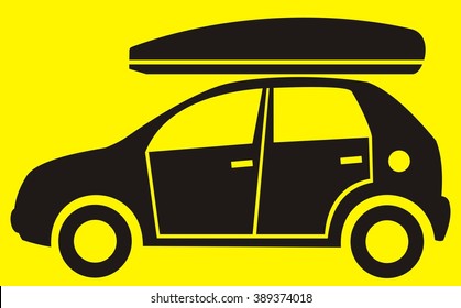 Coffin Car, black vector icon at yellow background
