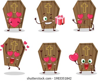 Coffin cartoon character with love cute emoticon
