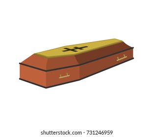 Coffin cartoon icon. Isolated vector illustration on white background.