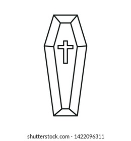 Coffin casket line icon symbol sign vector