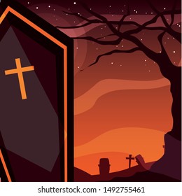 coffin cemetery happy halloween celebration