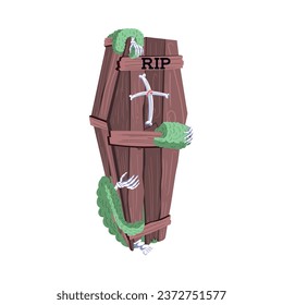 Coffin Character of Hallowen Isolated Retro Cartoon Vector