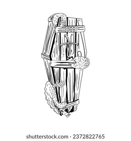 Coffin Character of Hallowen Isolated Retro Cartoon Vector