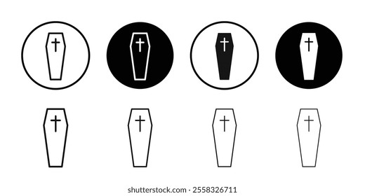 Coffin with christian cross icon logo sign set vector outline