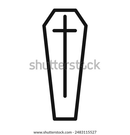 Coffin with christian cross icon mark in filled style