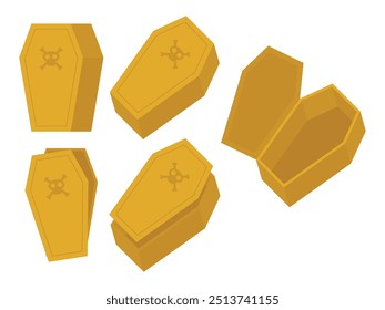 colección del ataúd, Ilustración vectorial aislada, pecho muerto