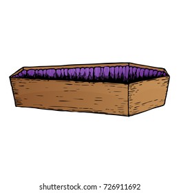 Coffin, colorful scary Halloween sketch illustration. Vector