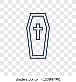 Coffin concept vector linear icon isolated on transparent background, Coffin concept transparency concept in outline style