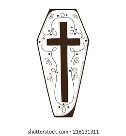 Coffin with cross. Halloween design element. Eps 10 vector illustration.