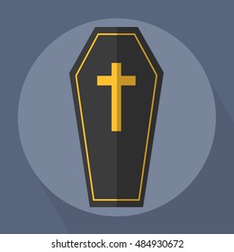 Coffin Cross Halloween Flat Vector
