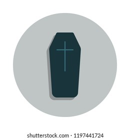 coffin with a cross icon in badge style. One of web collection icon can be used for UI, UX