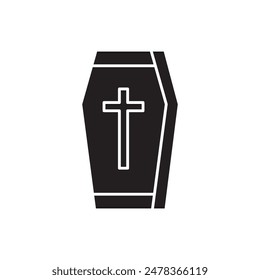 Coffin with cross icon design, isolated on white background, vector illustration