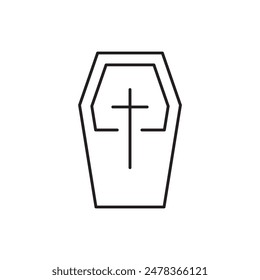 Coffin with cross icon design, isolated on white background, vector illustration