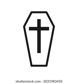 Coffin cross icon. Element of Halloween illustration.