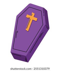 coffin with cross icon isolated