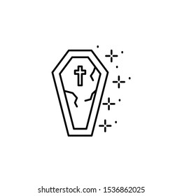 Coffin, cross icon. Simple line, outline vector of horror icons for ui and ux, website or mobile application