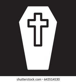 Coffin with cross icon, vector illustration