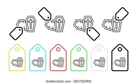 Coffin, cross vector icon in tag set illustration for ui and ux, website or mobile application