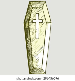 Coffin with a cross. Vector Image