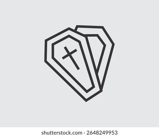 
Coffin with crossed lines icon, halloween concept, 