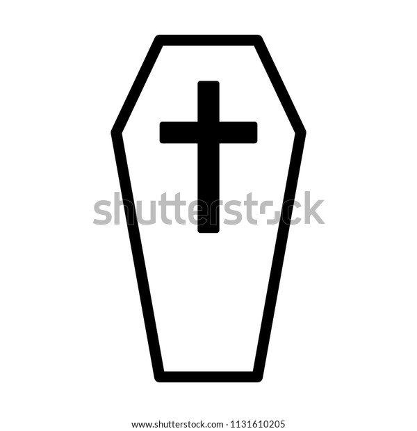 Coffin Dead Casket Cross Line Art Stock Vector (Royalty Free) 1131610205