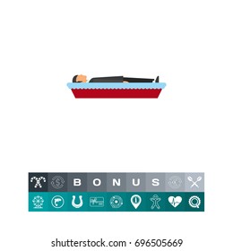 Coffin with dead man icon