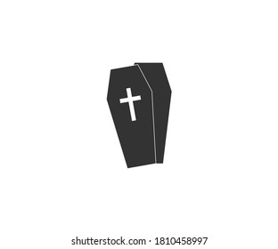 Coffin, death icon. Vector illustration, flat design.