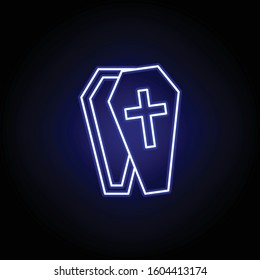 coffin, death outline blue neon icon. detailed set of death illustrations icons. can be used for web, logo, mobile app, UI, UX