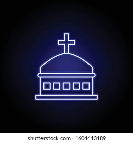 coffin, death outline blue neon icon. detailed set of death illustrations icons. can be used for web, logo, mobile app, UI, UX