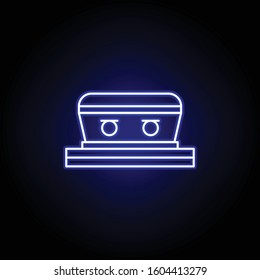 coffin, death outline blue neon icon. detailed set of death illustrations icons. can be used for web, logo, mobile app, UI, UX