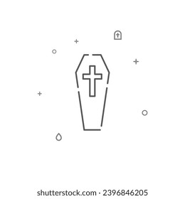 Coffin, deceased simple vector line icon. Symbol, pictogram, sign isolated on white background. Editable stroke. Adjust line weight.
