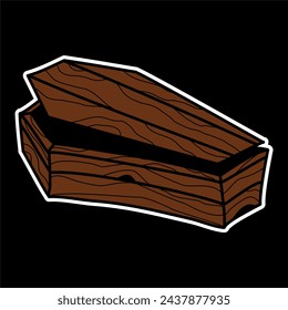 Coffin Design element for logo, poster, card, banner, emblem, t shirt. Vector illustration.