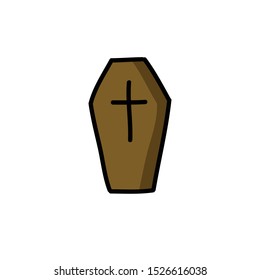 coffin doodle icon, vector illustration