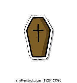 coffin doodle icon, vector illustration